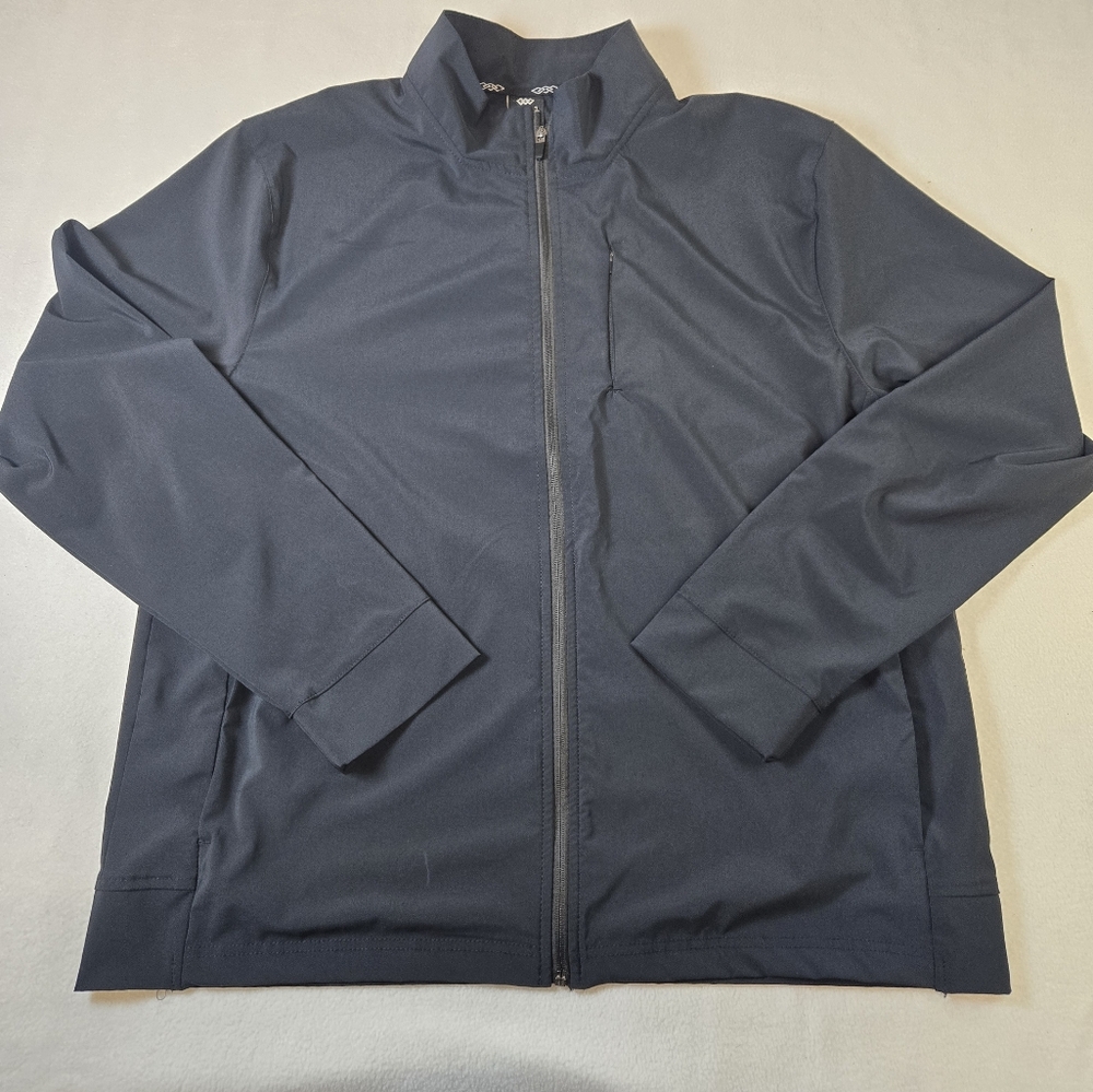 LEG3ND Men's Mock Neck Performance Full Zip Windbreaker Black Sz XL